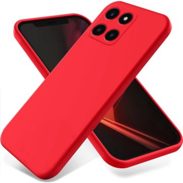 For Honor X6a Red Liquid Silicone Dropproof Full Coverage Phone Case - 1