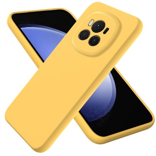 For Honor Magic6 Yellow Liquid Silicone Dropproof Full Coverage Case - 1