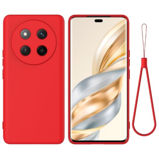 For Honor X60 Pro Red Liquid Silicone Dropproof Full Coverage Case - 1