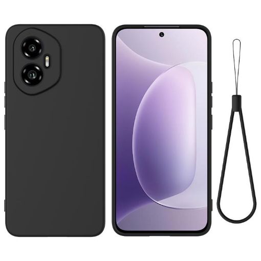 For Honor 300 Black Liquid Silicone Dropproof Full Coverage Phone Case - 1