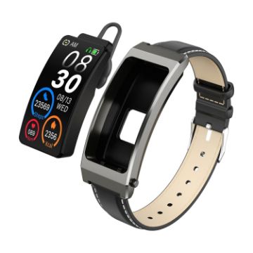 K13S Smart Calling Bracelet 1.14" TFT, Sleep/Blood O2, Leather Strap - 1