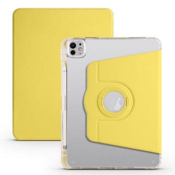 iPad Pro 13 2024 Yellow Clear Acrylic 360 Rotation Leather Case - 1