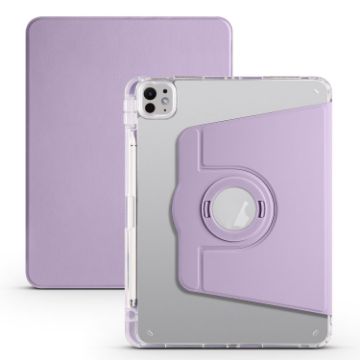 iPad Pro 13 2024 Clear Acrylic 360 Rotating Leather Case - Light Purple - 1