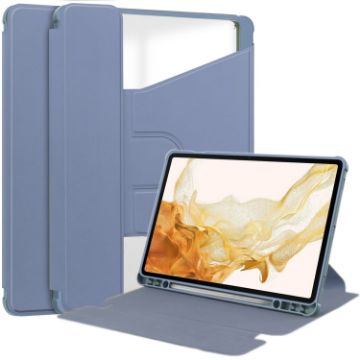 Samsung Galaxy Tab S9+ 360 Rotation Transparent Leather Case Lavender - 1