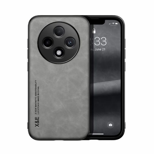 OPPO A3 China Magnetic Leather Phone Case - Light Grey Skin Feel - 1