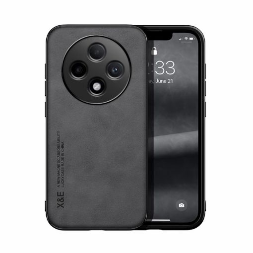 OPPO A3 China Magnetic Leather Phone Case - Dark Grey Skin Feel - 1