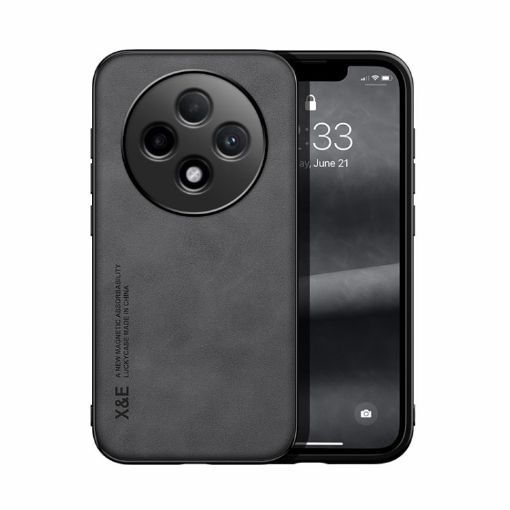 OPPO Reno12 F 5G Dark Grey Magnetic Leather Phone Case Skin Feel - 1