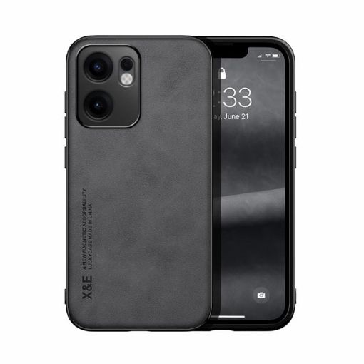 OPPO Reno13 F 5G Magnetic Leather Phone Case - Dark Grey Skin Feel - 1