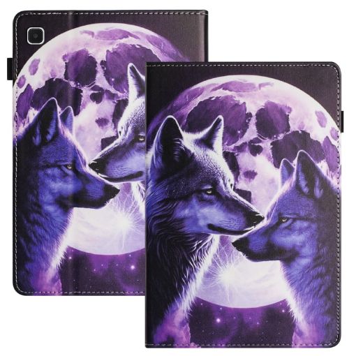 Samsung Galaxy Tab A 10.1 2019 Leather Case - Litchi Texture Wolf Design - 1