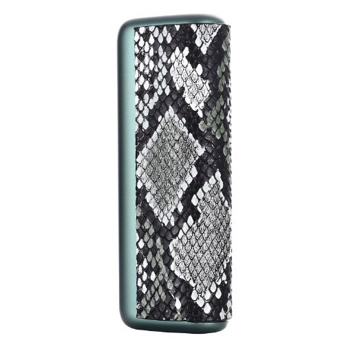 IQOS ILUMA Prime PU Leather Case - Snake Pattern Grey White Cover - 1