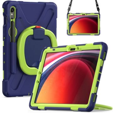 Samsung Galaxy Tab S9/S8/S7 Silicone Hybrid Case with Holder & Strap - 1