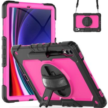 Samsung Galaxy Tab S10+/S9+/S9 FE+ Silicone Hybrid Case Black/Rose Red - 1