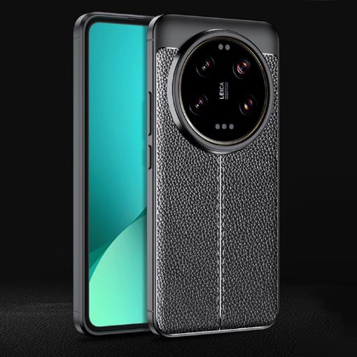 Xiaomi 14 Ultra Black Litchi Texture Shockproof TPU Phone Case - 1