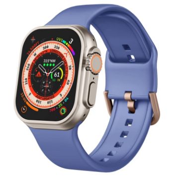 Apple Watch Series 8 45mm Cyan Blue Silicone Pin Buckle Band - 1