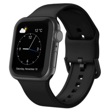 Apple Watch SE 2022 40mm Black Silicone Pin Buckle Band - 1
