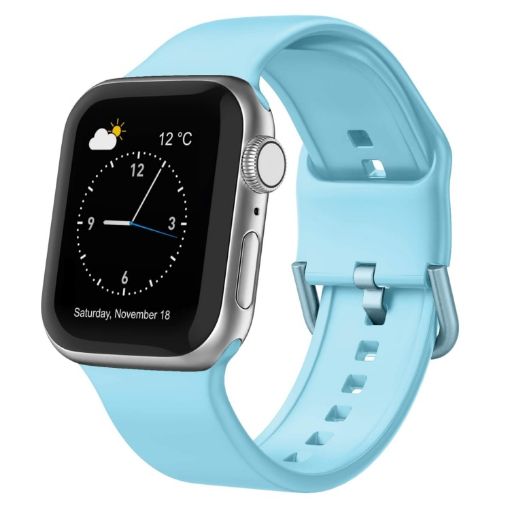 Apple Watch SE 2022 40mm Light Blue Silicone Band Pin Buckle - 1