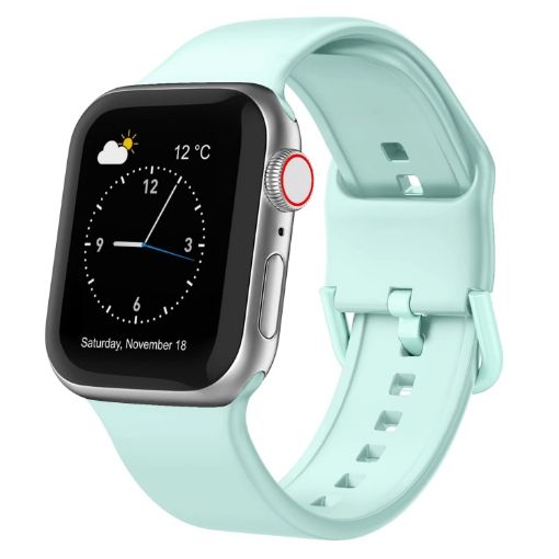 Apple Watch SE 2022 44mm Mint Green Silicone Band Pin Buckle - 1