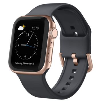 Apple Watch SE 2022 44mm Dark Grey Silicone Band Pin Buckle - 1