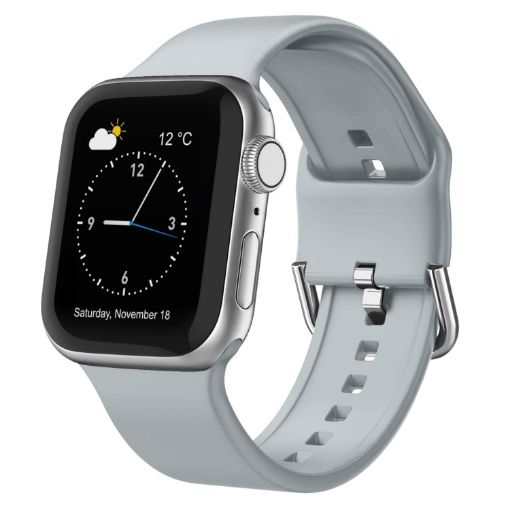 Apple Watch Series 7 41mm Light Grey Silicone Pin Buckle Band - 1
