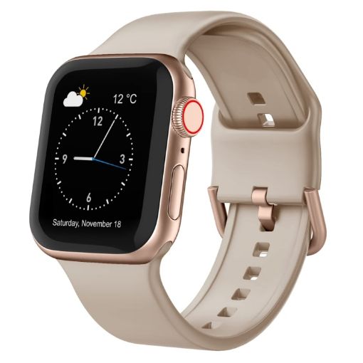 Apple Watch Series 7 45mm Silicone Band, Pin Buckle - Milk Tea - 1