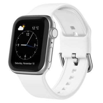 Apple Watch SE 44mm White Silicone Pin Buckle Band - 1
