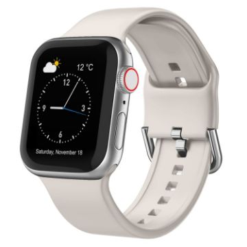 Apple Watch Series 6 40mm Starlight Silicone Band Pin Buckle - 1