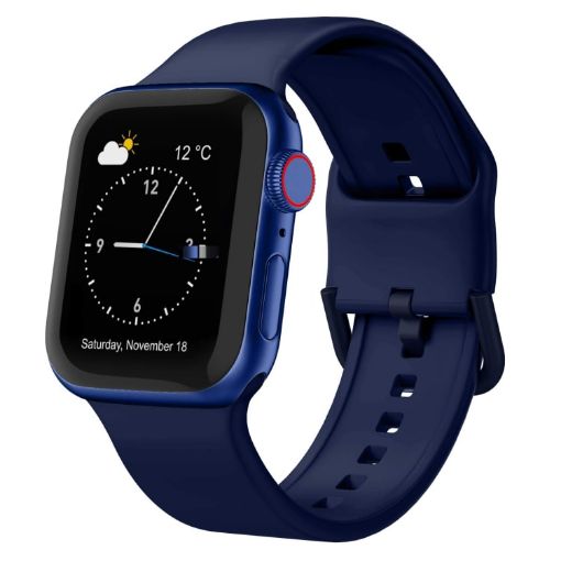 Apple Watch Series 6 44mm Silicone Band, Midnight Blue Pin Buckle - 1