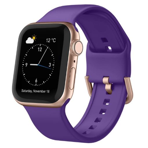 Apple Watch Series 3 42mm Purple Silicone Band with Pin Buckle - 1