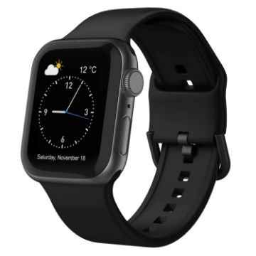 Apple Watch Series 9 45mm Black Silicone Pin Buckle Band - 1