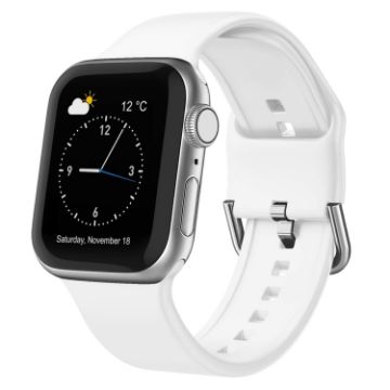 Apple Watch SE 2023 40mm White Silicone Pin Buckle Band - 1