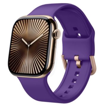 Apple Watch Series 10 46mm Purple Silicone Pin Buckle Band - 1