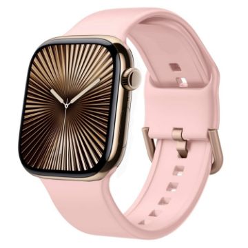 Apple Watch Series 10 46mm Pink Silicone Pin Buckle Band - 1