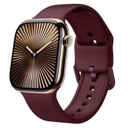 Apple Watch Series 10 46mm Wine Red Silicone Band Pin Buckle - 1