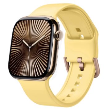 Apple Watch Series 10 46mm Yellow Silicone Pin Buckle Band - 1