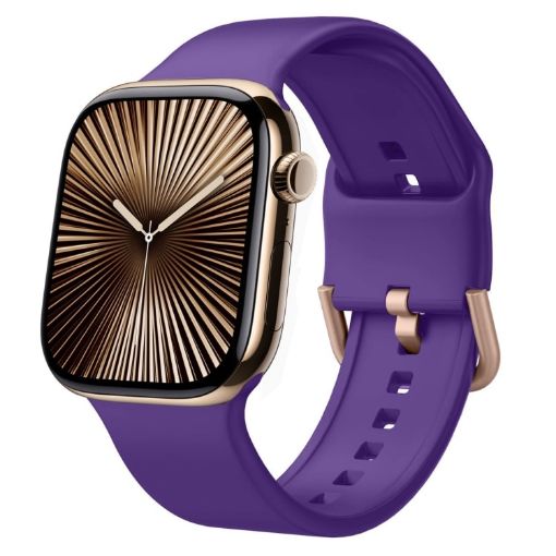 Apple Watch Series 10 42mm Purple Silicone Pin Buckle Band - 1