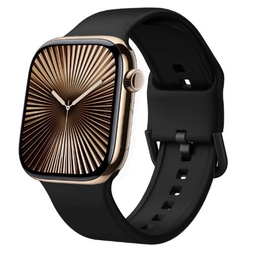 Apple Watch Series 10 42mm Black Silicone Pin Buckle Band - 1