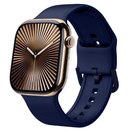 Apple Watch Series 10 42mm Silicone Band, Midnight Blue Pin Buckle - 1
