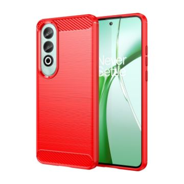 OPPO K12 5G Red TPU Phone Case - Carbon Fiber Brushed Texture - 1