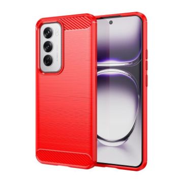 OPPO Reno12 Global Red Carbon Fiber Brushed TPU Phone Case - 1