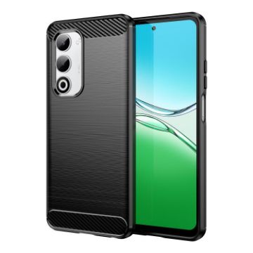 OPPO A5 4G Global Carbon Fiber Brushed TPU Phone Case - Black - 1