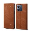 OPPO A5x 4G/5G Brown Denim Texture Flip Leather Case - 1