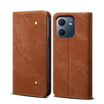 OPPO A5x 4G/5G Brown Denim Texture Flip Leather Case - 1