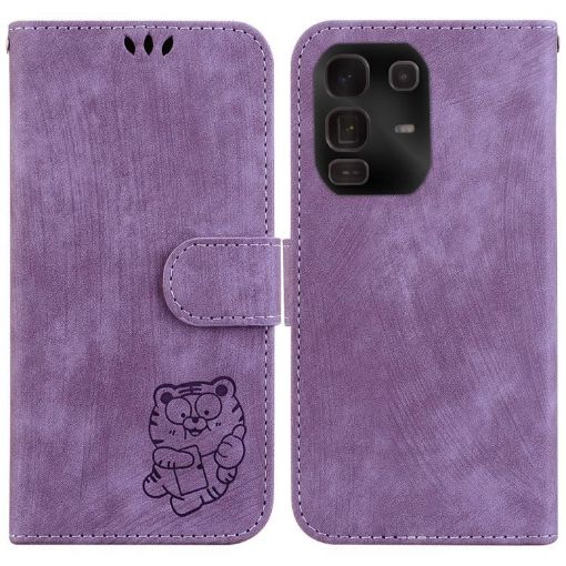 Infinix Note 50 Pro+ Purple Little Tiger Embossed Leather Phone Case - 1