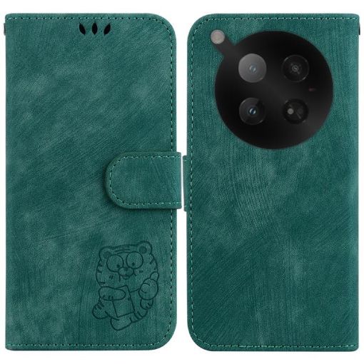Infinix Zero 40 4G/5G Green Little Tiger Embossed Leather Case - 1