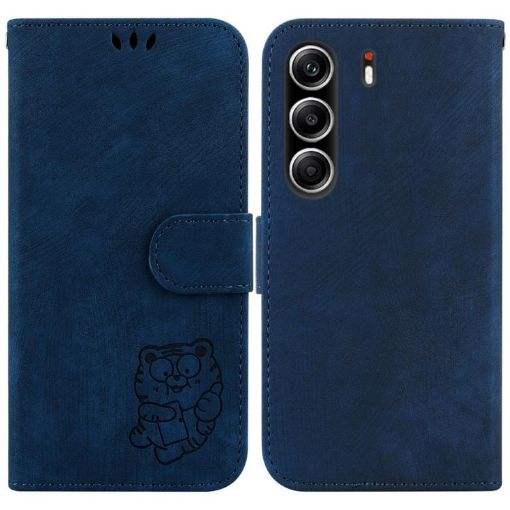 Tecno Camon 40 Pro 4G Little Tiger Embossed Leather Case - Dark Blue - 1