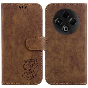Tecno Spark 30 4G Brown Leather Embossed Phone Case - Little Tiger - 1