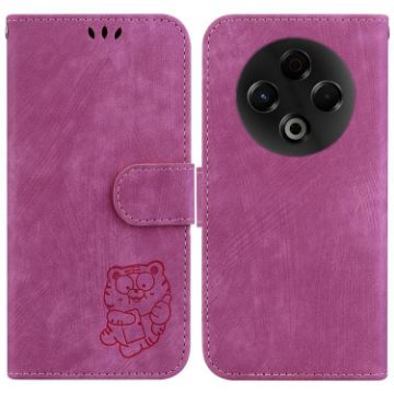 Tecno Spark 30 4G Rose Red Little Tiger Embossed Leather Case - 1