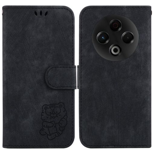 Tecno Spark 30 4G Black Little Tiger Embossed Leather Phone Case - 1