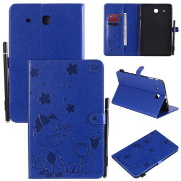 Samsung Galaxy Tab E9.6 T560 Cat Bee Embossed Shockproof Leather Case Blue - 1