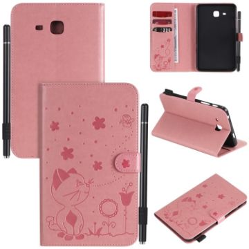 Samsung Galaxy Tab A7.0 (2016) T280 Pink Cat Bee Leather Case with Holder - 1